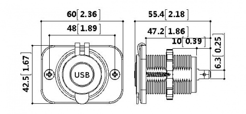 Розетка USB 3 1А c монтажной панелью фото 4